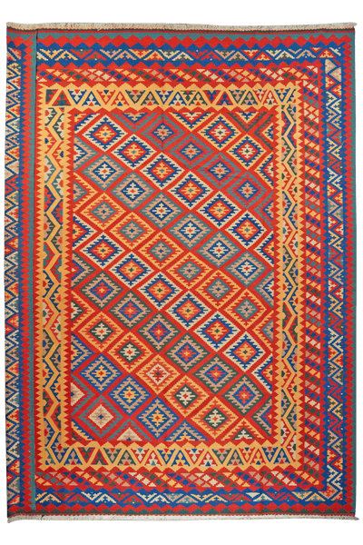 Kelim Gashgai — Handmade, 320x403 cm, Red, 100% Virgin Wool | Main view