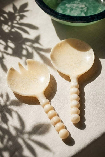 Vanilla Resin Salad Server, Set of 2 - Casa Amarosa