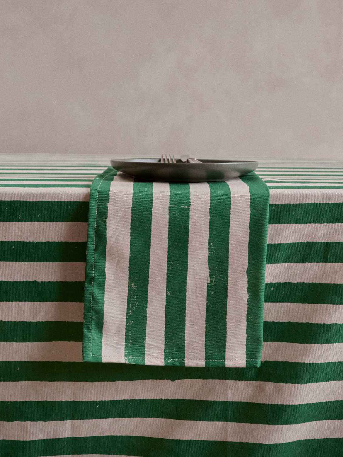 Christmas Green Stripe Tablecloth