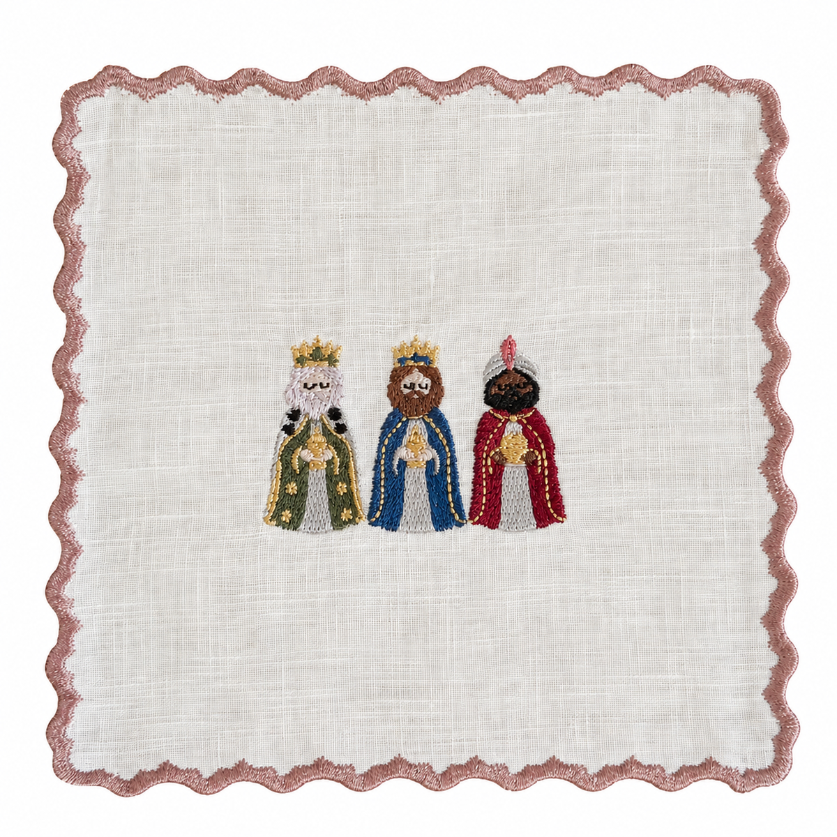 Reyes - Wise Men Embroidery Cocktail Napkin Set (Set Of 6)
