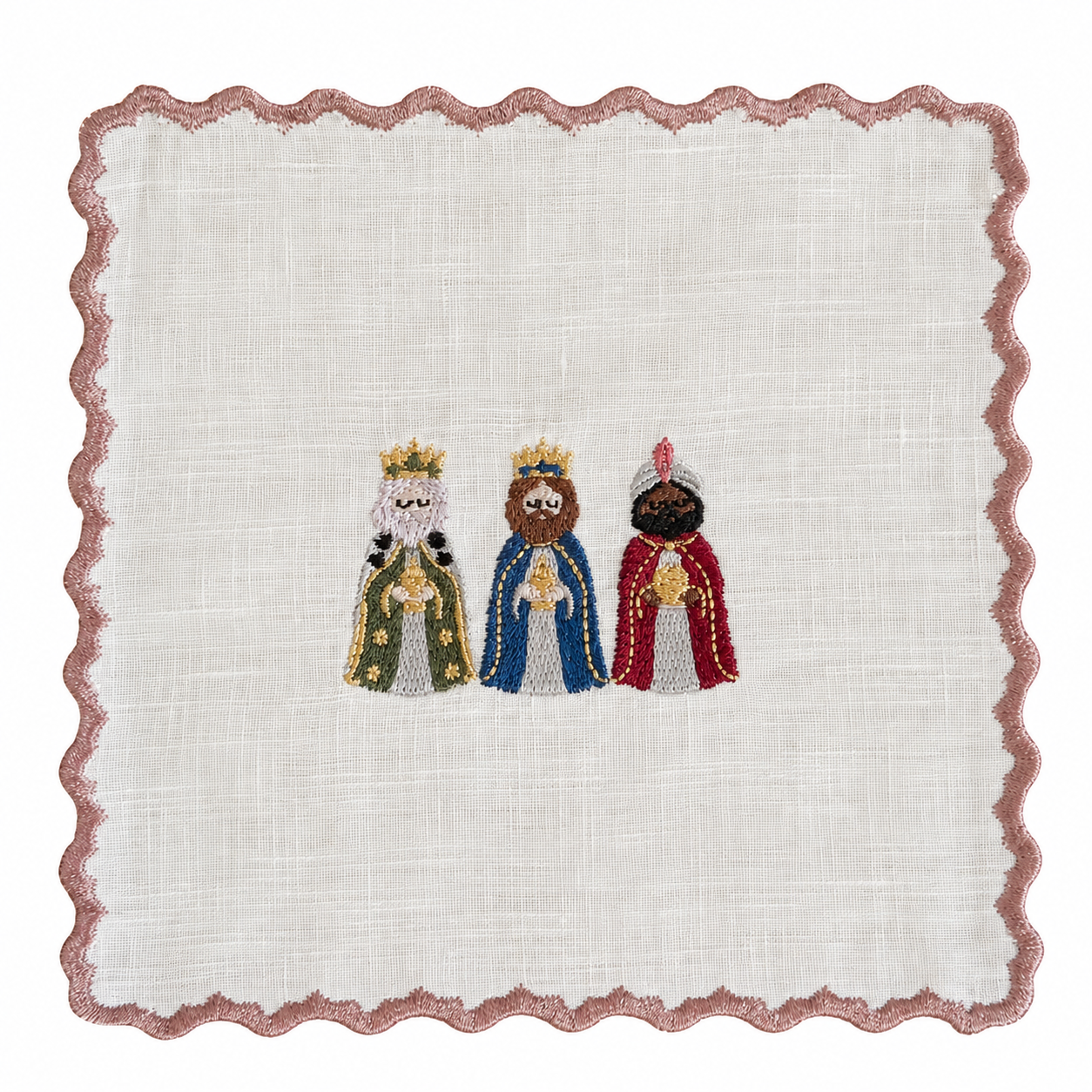 Reyes - Wise Men Embroidery Cocktail Napkin Set (Set Of 6)