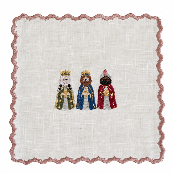 Reyes - Wise Men Embroidery Cocktail Napkin Set (Set Of 6)