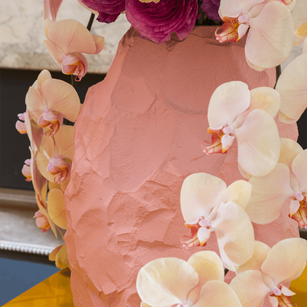 An up close texture shot of the Crockery Big Vase 2, the texture is created by hand carving plaster and creating a model
