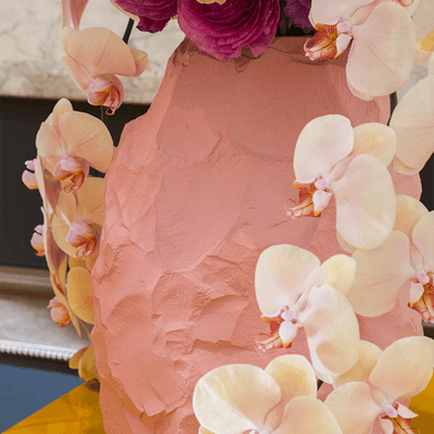 An up close texture shot of the Crockery Big Vase 2, the texture is created by hand carving plaster and creating a model