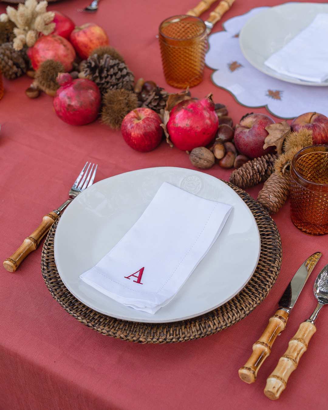 Personalised Linen Napkin with Openwork Stitching