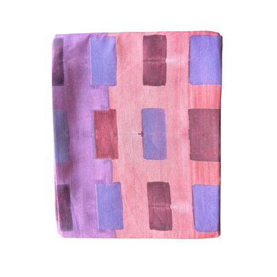 Pink Tapestry linen tablecloth round styled on round dining table - Goldie Home