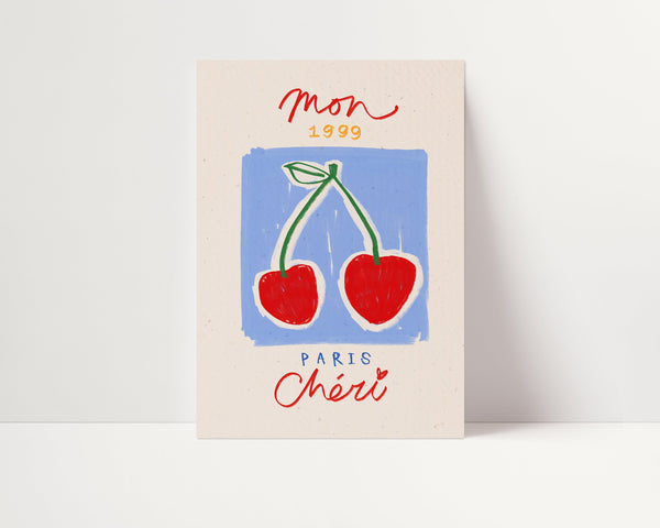 Mon Cheri | French Cherries Print | UNFRAMED