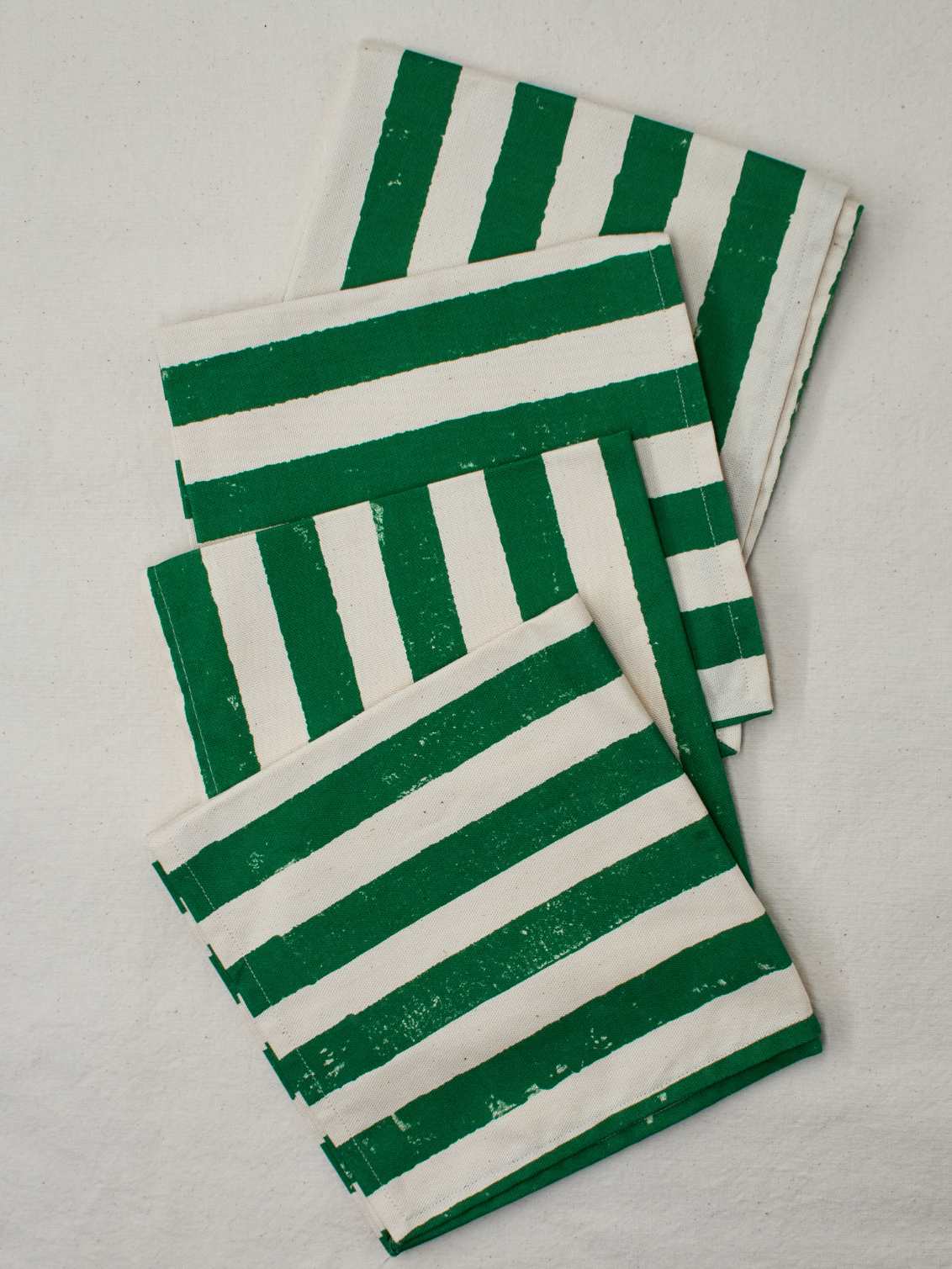 Christmas Green Stripe Napkins (Set Of Four)