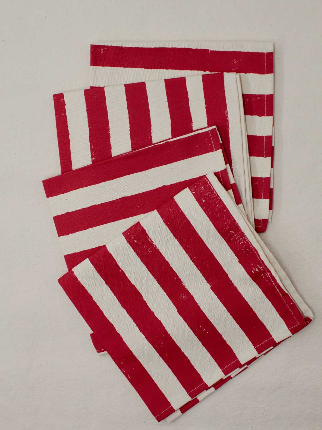 Christmas Red Stripe Napkins (Set Of Four)