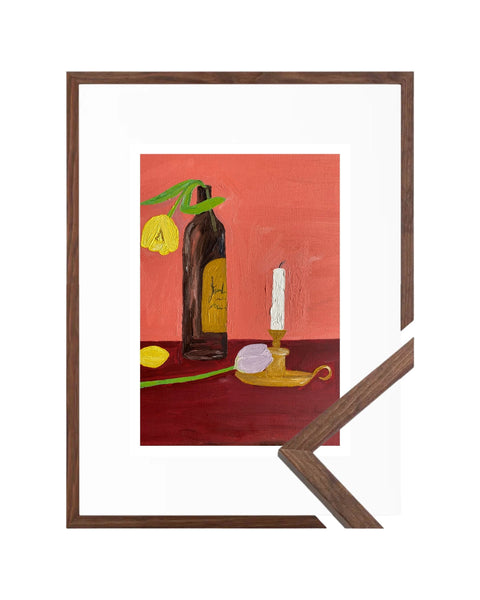 Candles, Wine and Flowers Fine Art Print