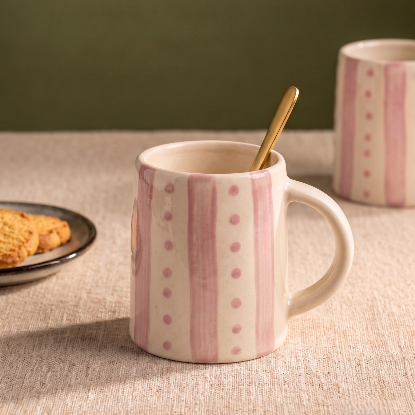 Pink Stripe & Dot Mug | 4 Inch | Set Of 2