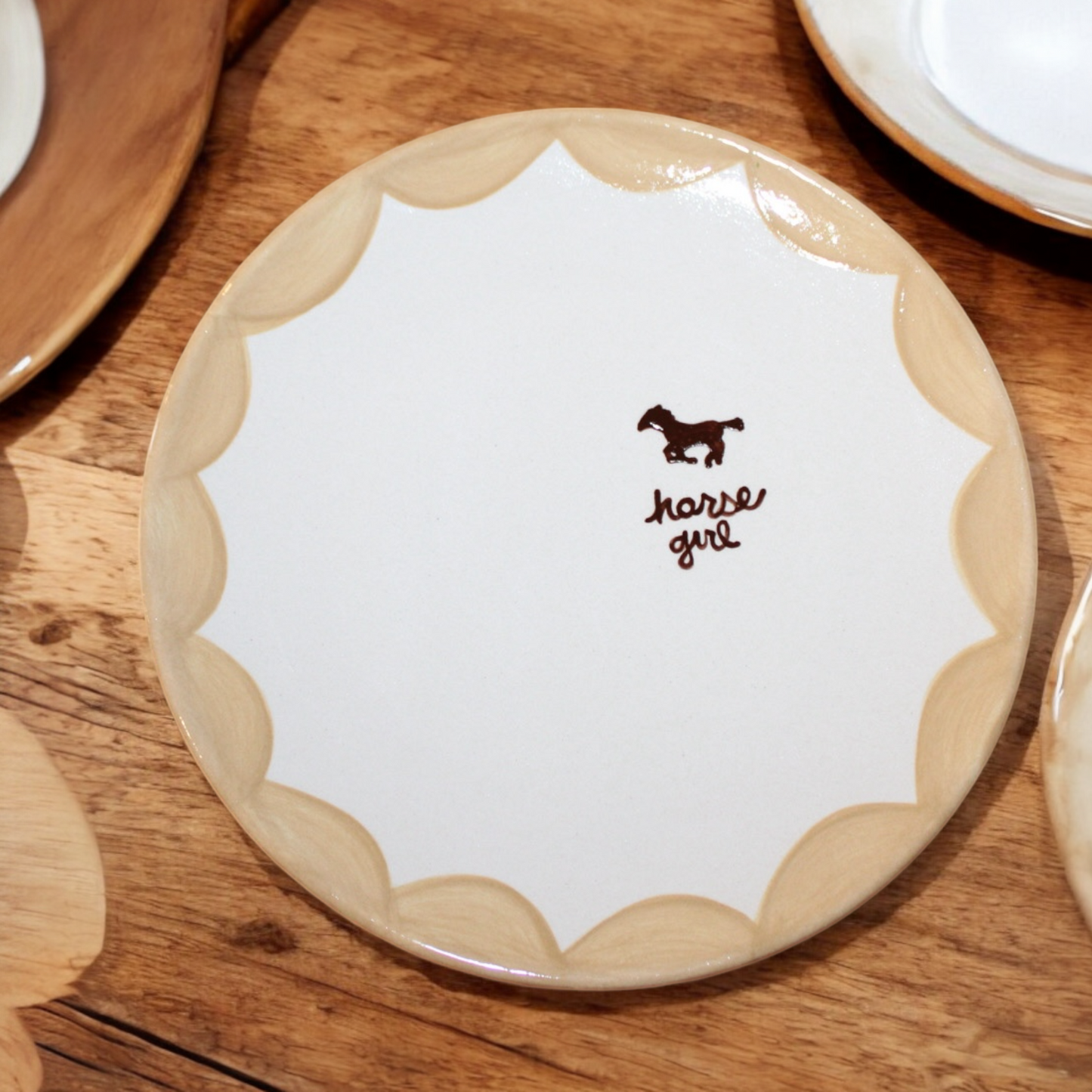 “horse girl" Hand-Painted Plates/Set of Two