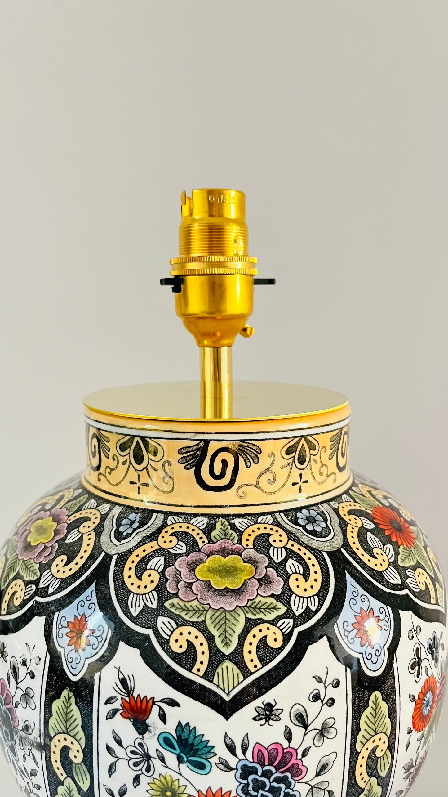 Antique Delft Boch Polychrome Lamp