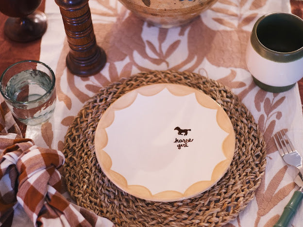 “horse girl" Hand-Painted Plates/Set of Two