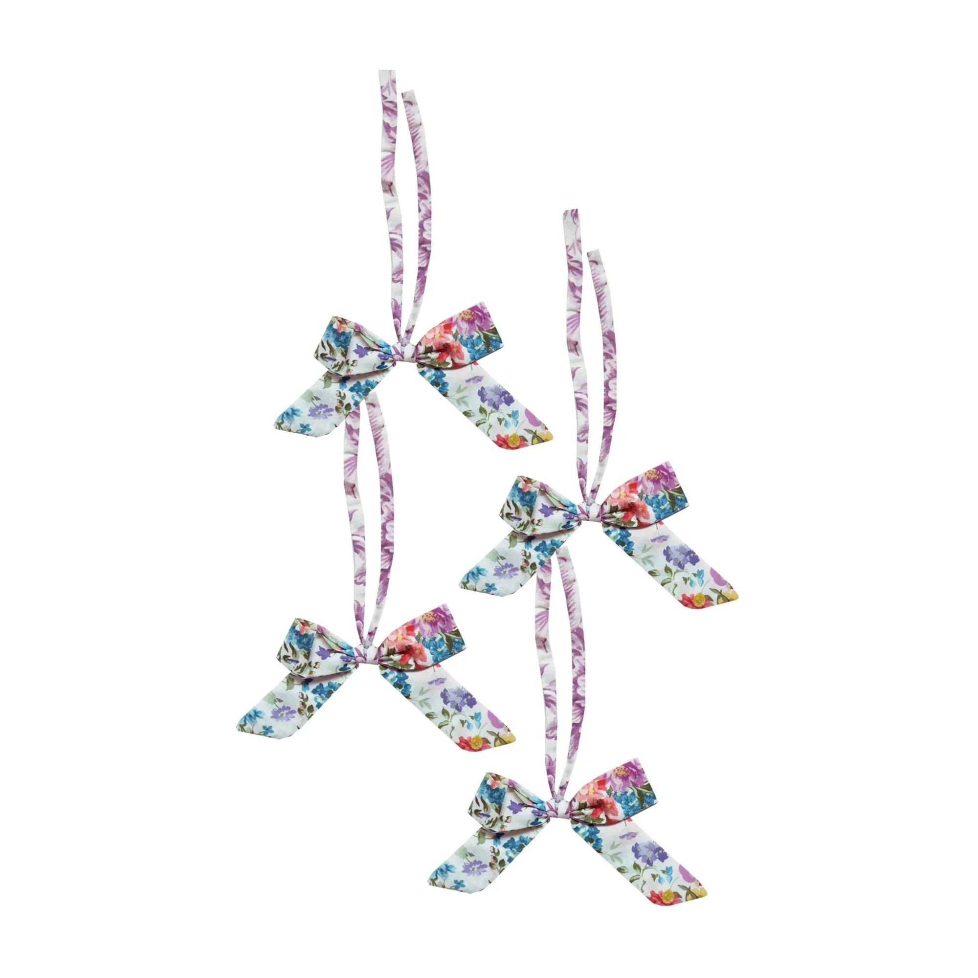 Set of 4 Napkin Ring Bows Made With Liberty Fabrics & Bridgerton Bouquet Parade Peach