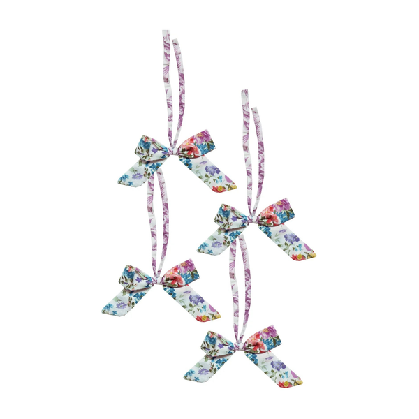 Set of 4 Napkin Ring Bows Made With Liberty Fabrics & Bridgerton Bouquet Parade Peach