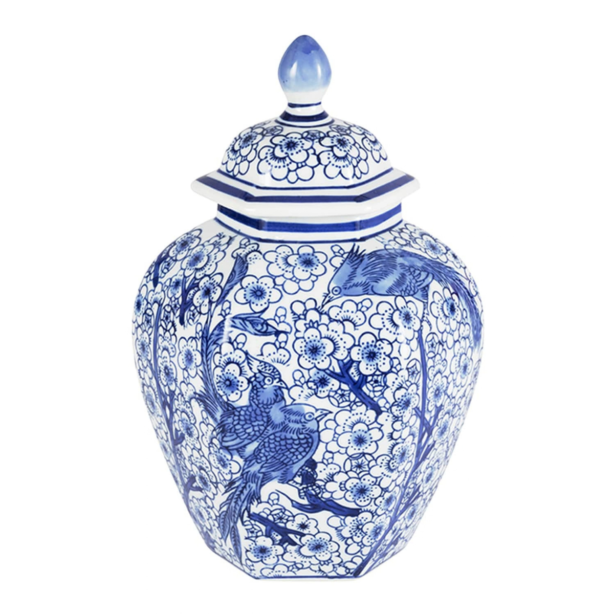 Anna Blue And White Bird Motif Ginger Jar