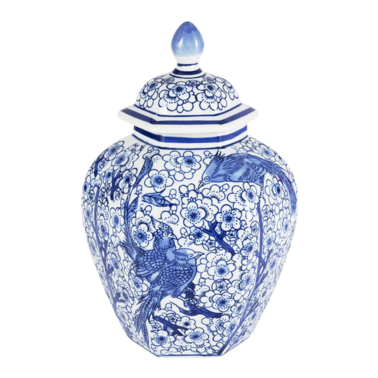 Anna Blue And White Bird Motif Ginger Jar