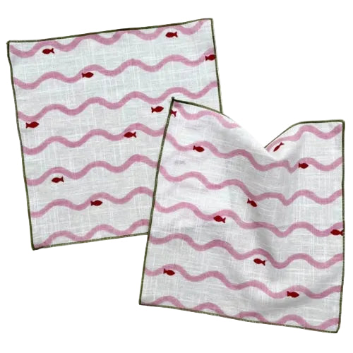 Slub Cotton Fin & Flow Kerchief | Block-Printed Cotton