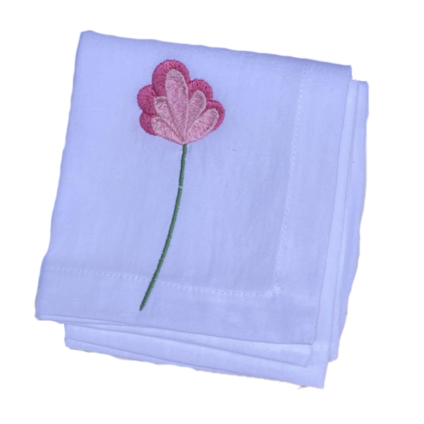 Set of 4 Rosa Floral Linen Napkins