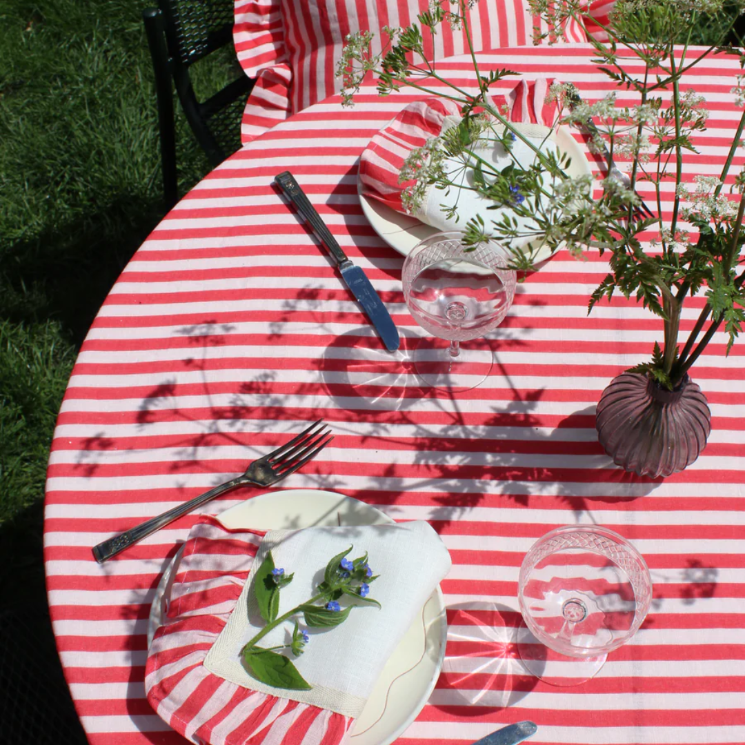 Cherry Red Candy Stripe - Set of 2 Napkins