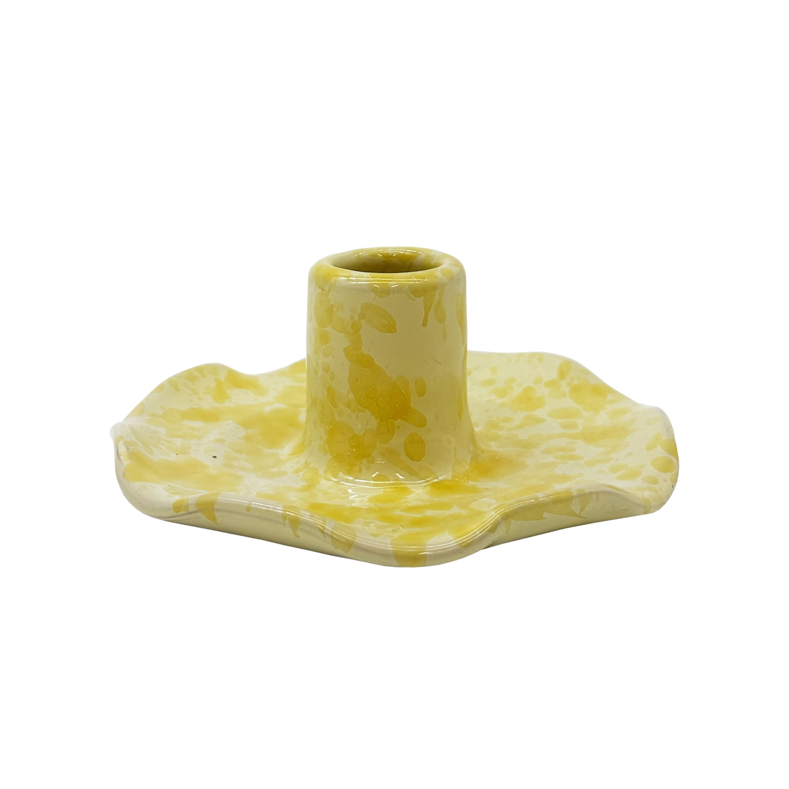 Scalloped Splatterware Candle Holder