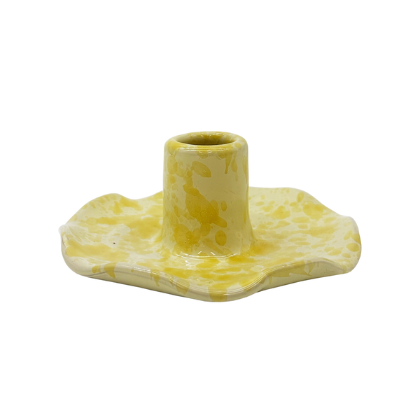 Scalloped Splatterware Candle Holder