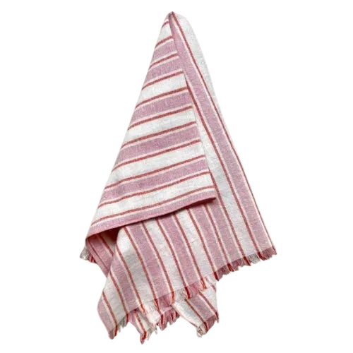 Pink Plate Pat Tea Towel | Block-Printed Cotton