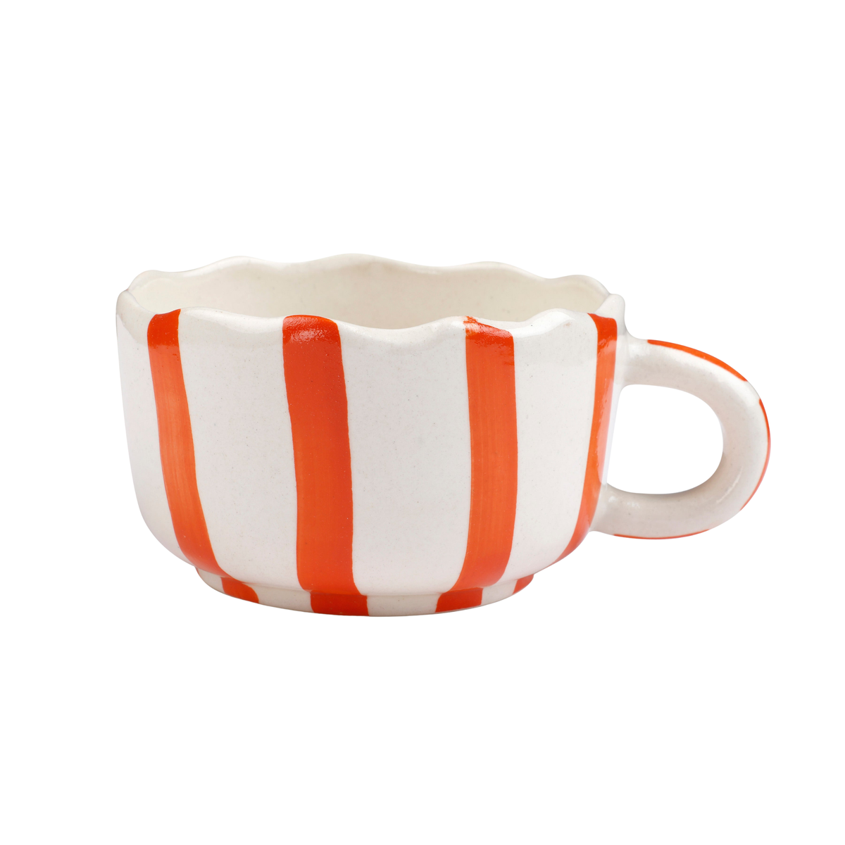 Wavy Orange Coffee Cup | Handpainted Ceramic | 2.9 x 3.9 in (Set of 2)