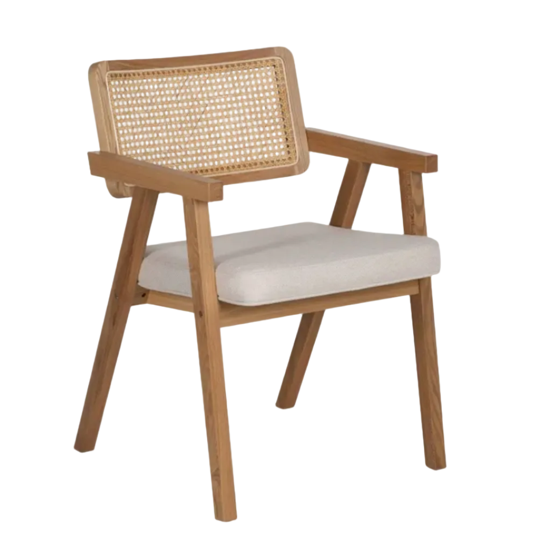 Cadeira com encosto Tróia em rattan clara