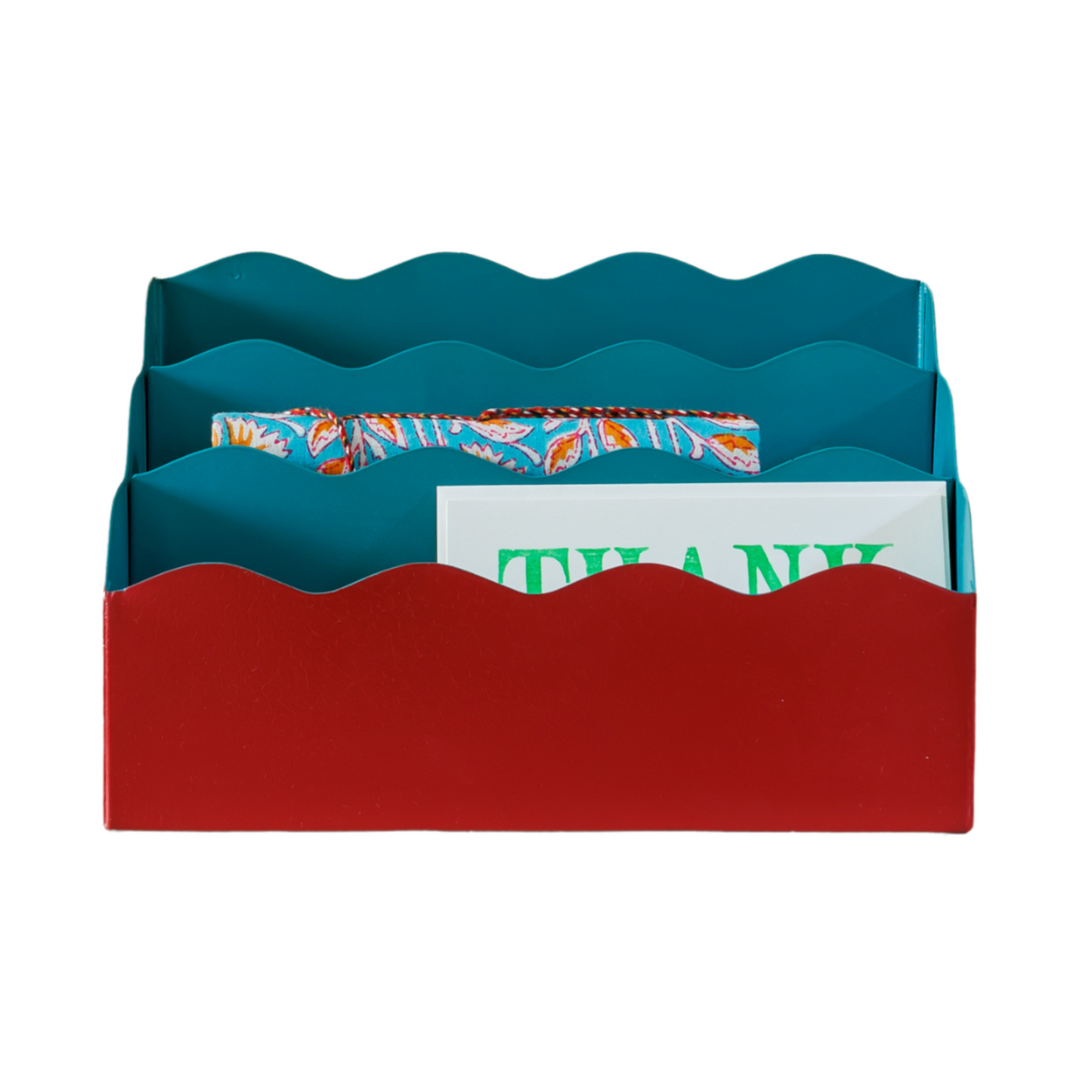 Toleware Letter Holder - Chilli Red & Teal