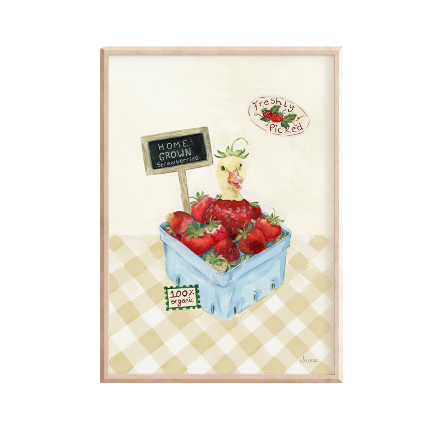 Strawberry Duck Art Print