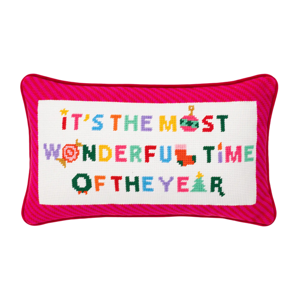 Most Wonderful Time Needlepoint Pillow