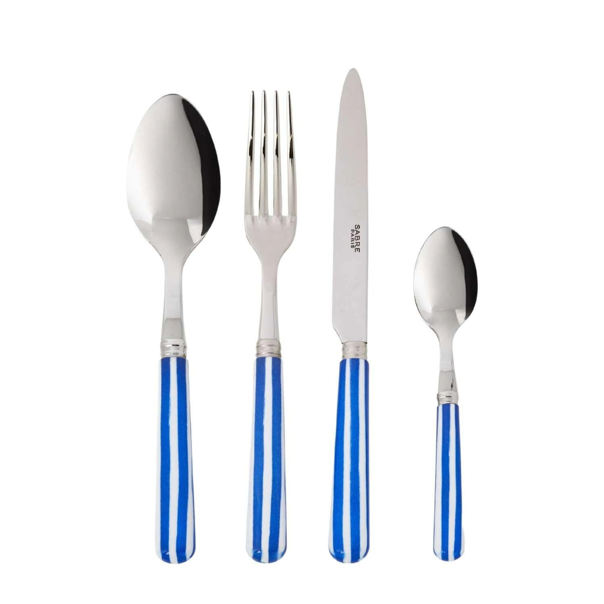 4-Piece Candy Stripe Blue And White Cutlery Set