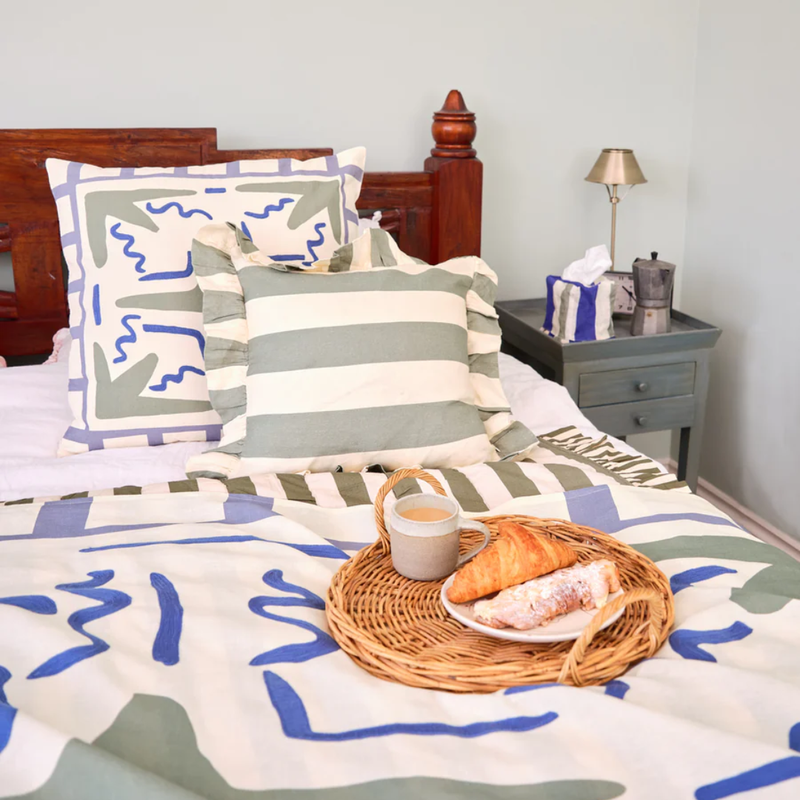 Sea Green Extra Wide Stripe Cushion Cover