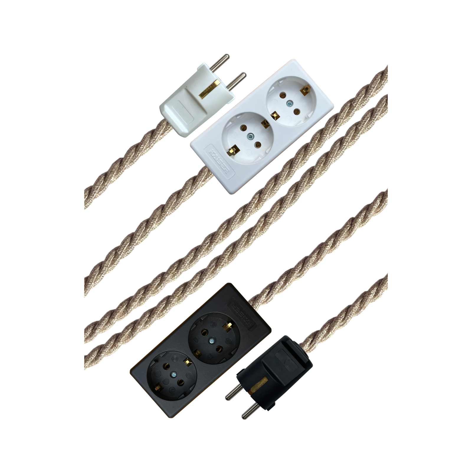 Oatmeal Linen - Lola's Leads EU Fabric Extension Cable