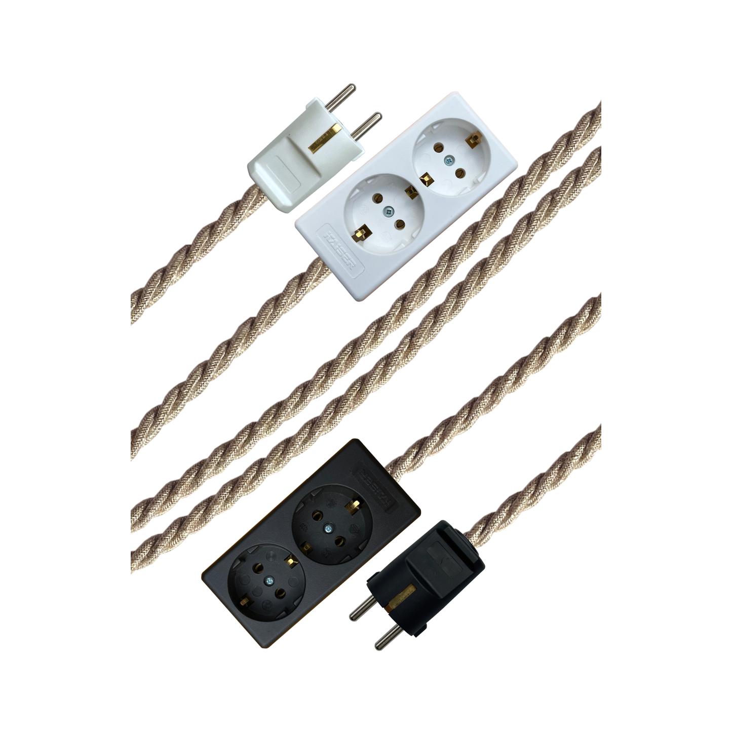 Oatmeal Linen - Lola's Leads EU Fabric Extension Cable