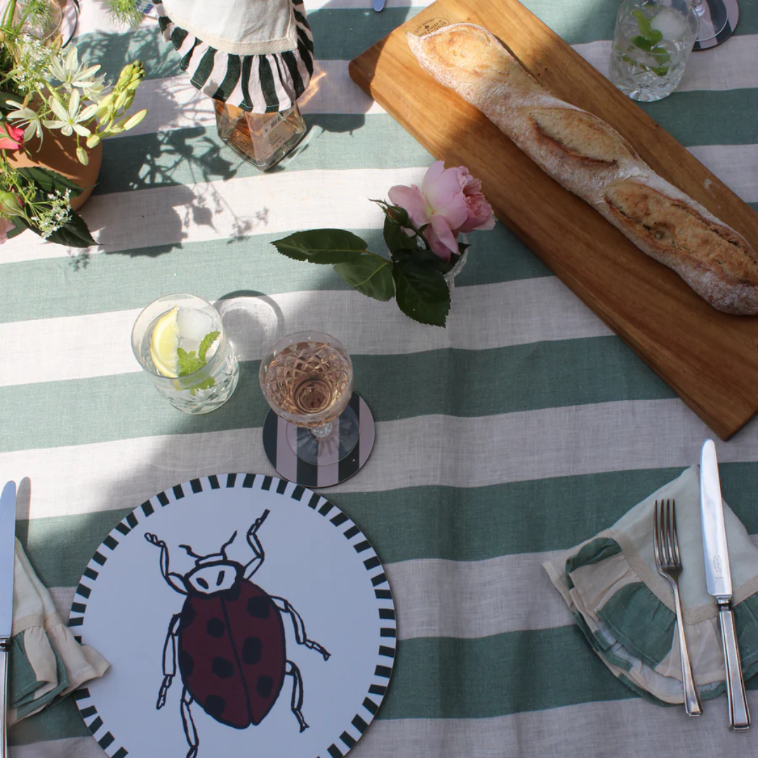 Sea Green Wide Stripe Tablecloth