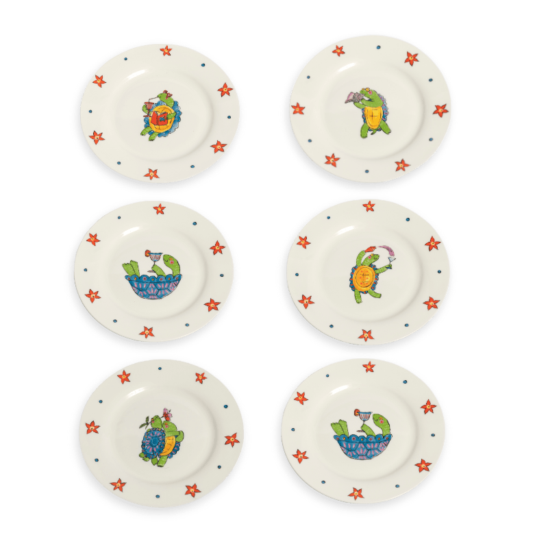 Festive Tortoise Dessert Plate Set - Set of 6