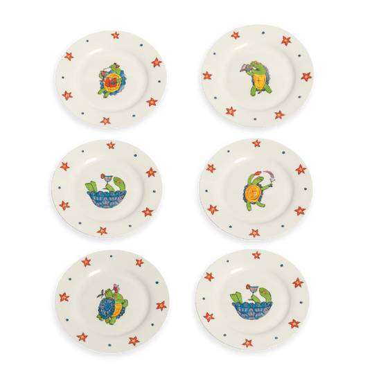 Holidaying Turtle Dessert Plate Set - Set of 6