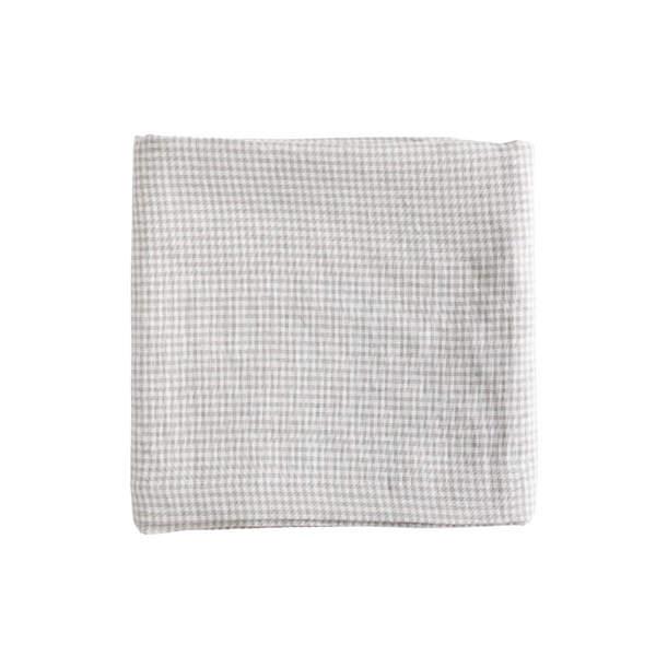 Beige Linen Gingham Tablecloth