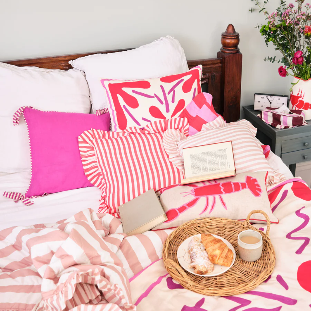 Cherry Red Candy Stripe Cushion Cover