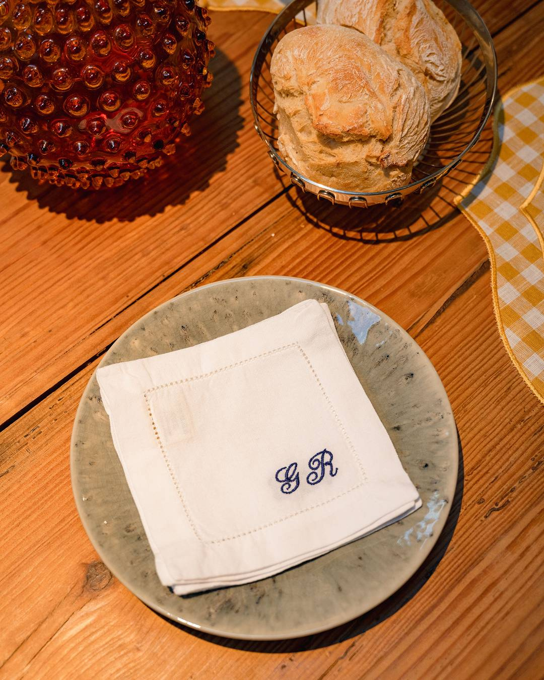 Customised White Linen Cocktail Napkin MF
