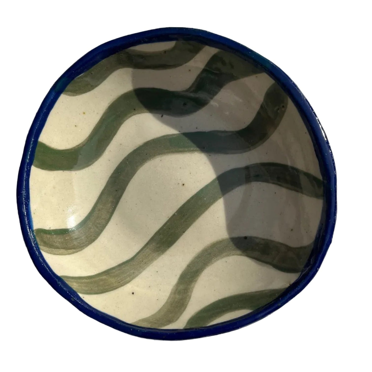 Squiggle Pasta Bowl - Green and Navy 17cm