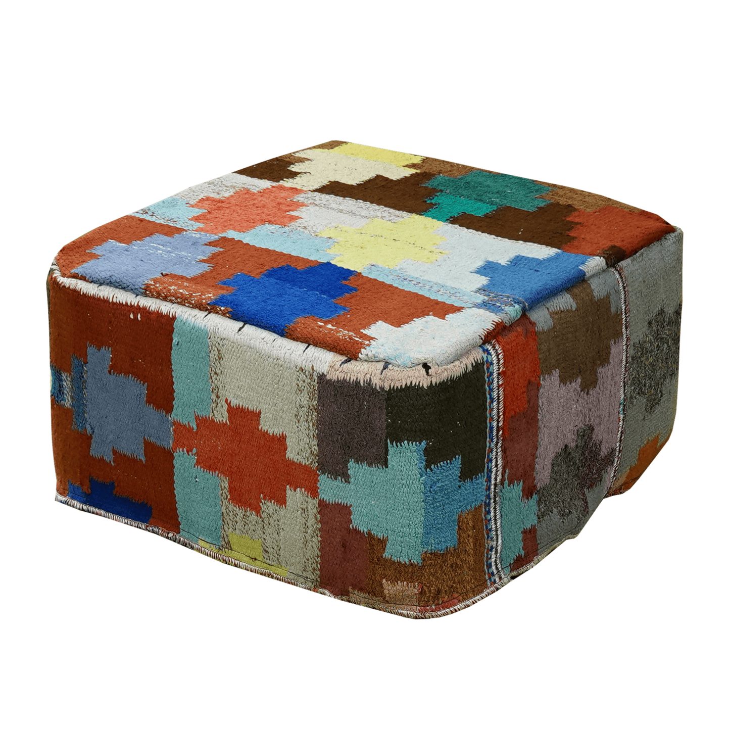 Kilim Pouf · Handcrafted - Multicoloured, 65x65 cm