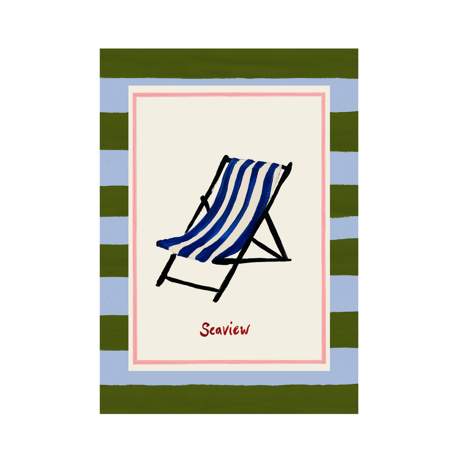 Seaview - Striped Deckchair Beach Print