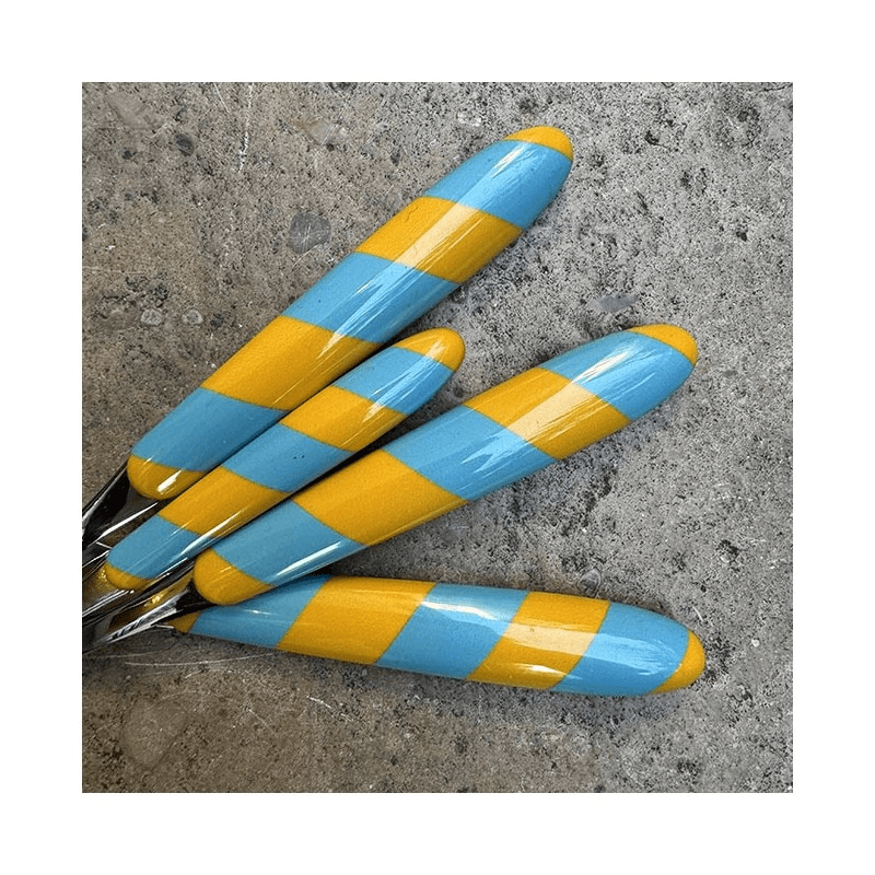 Blue & Yellow Striped Cutlery | Set of 4
