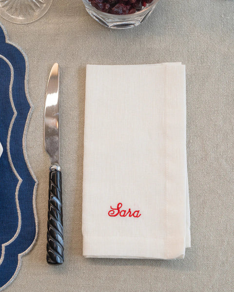 Customised White Linen Napkin MF