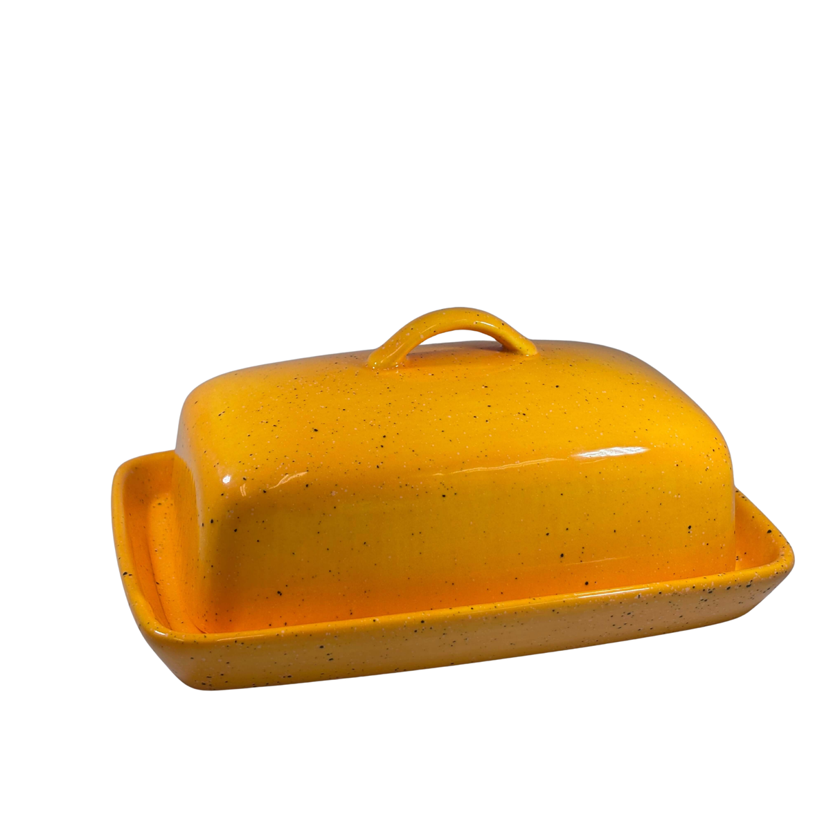 Yellow Butter Dish with Handle