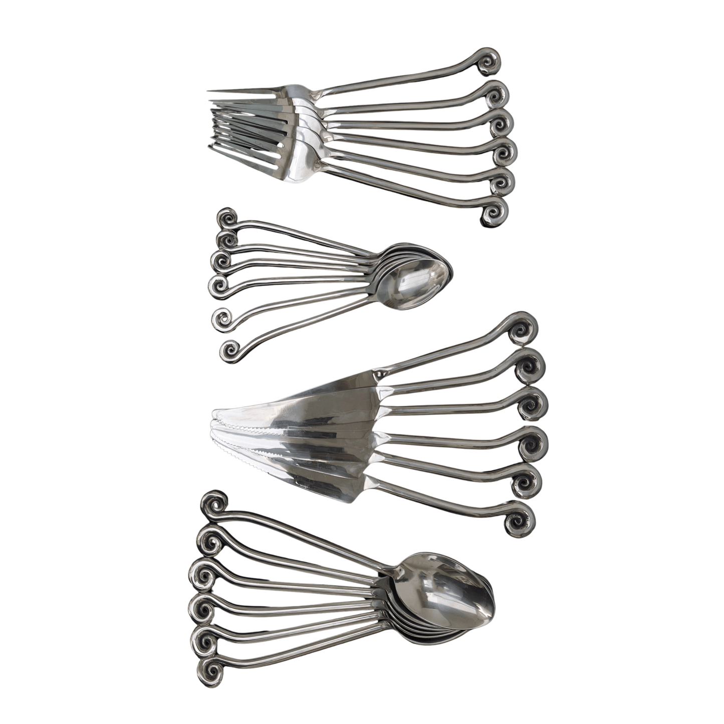 Set of 24 Vintage Spiral Cutlery